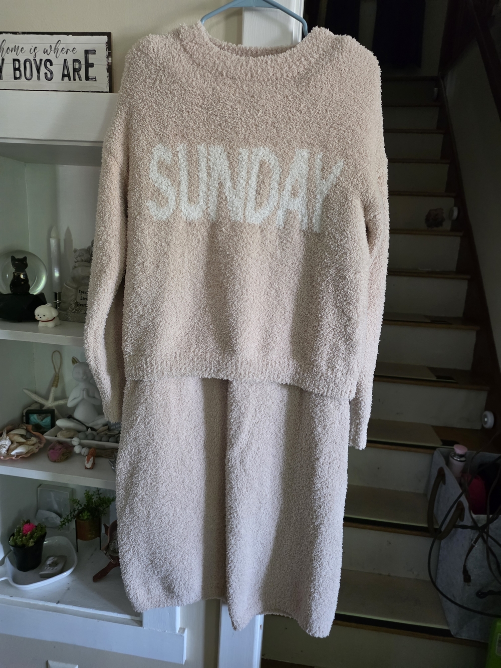Hippie Rose Plush Loungewear Set - Light Blush/Cream
